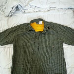 Green Checkered Button-Up Shirt